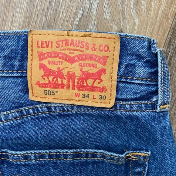 Levi’s 505 Men’s Jeans 34 Blue Straight Leg Classic Fit Cotton Dark wash Denim - Picture 6 of 12